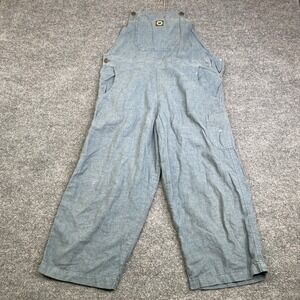 Garden Gear Womens Blue Chambray Wide Leg Overalls Crop Gardening Size Small